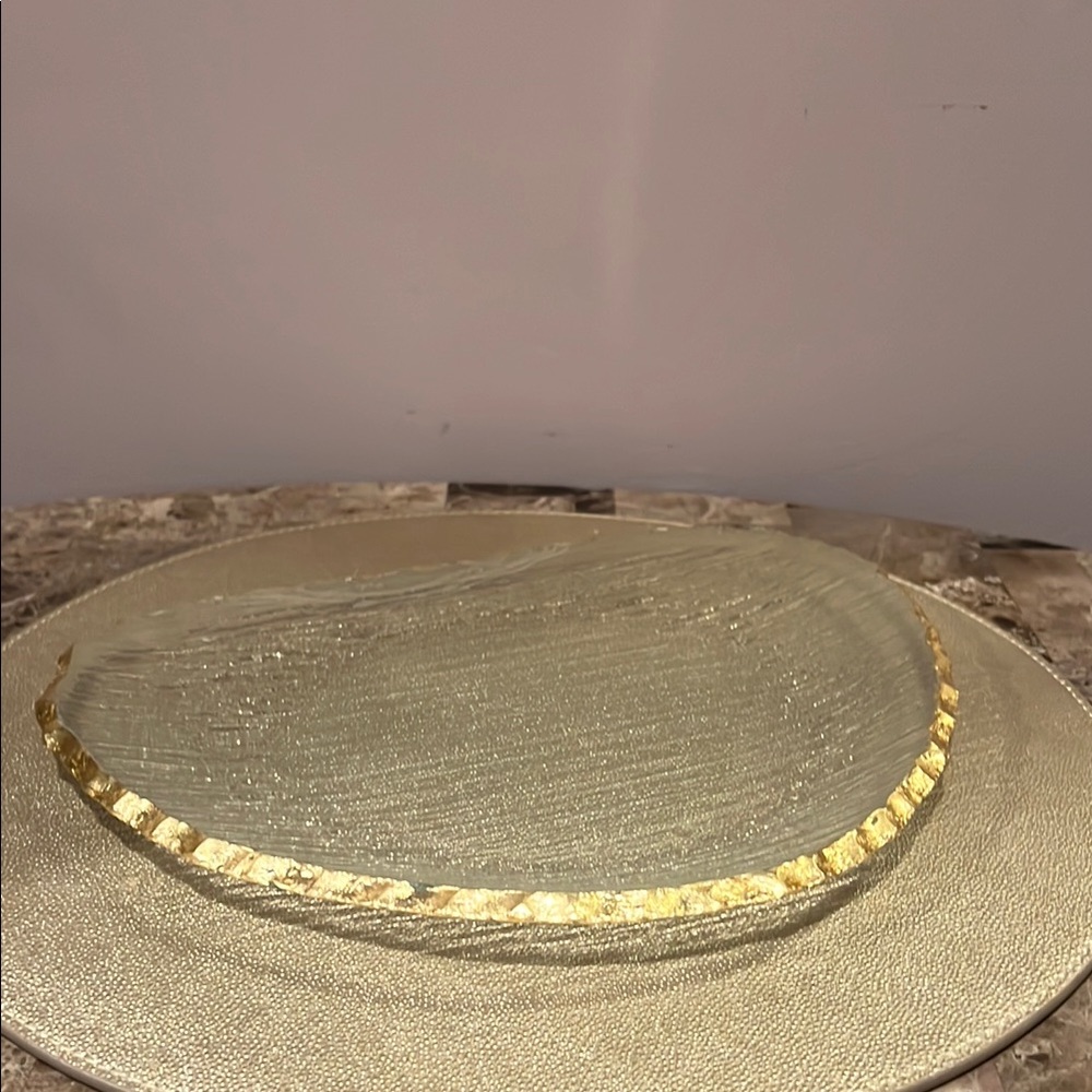 Gold-Trimmed Glass Serve Plate